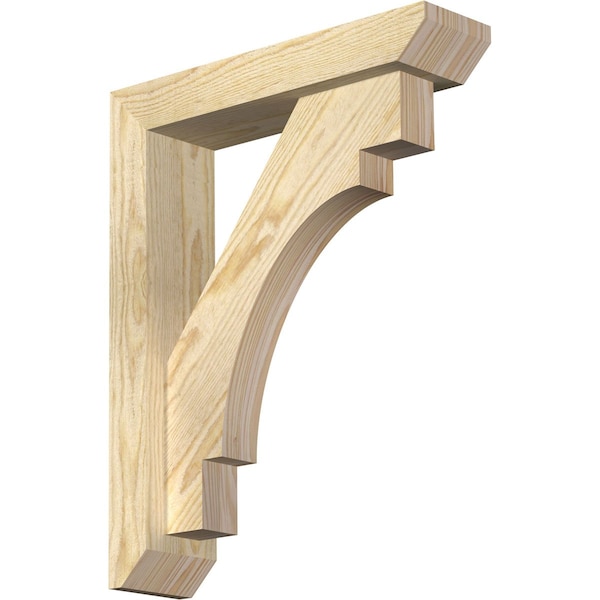 Ekena Millwork Merced Slat Rough Sawn Bracket w/ Offset Brace, Douglas Fir, 4"W x 16"D x 20"H BKT0402X16X20MRC06RDF - main